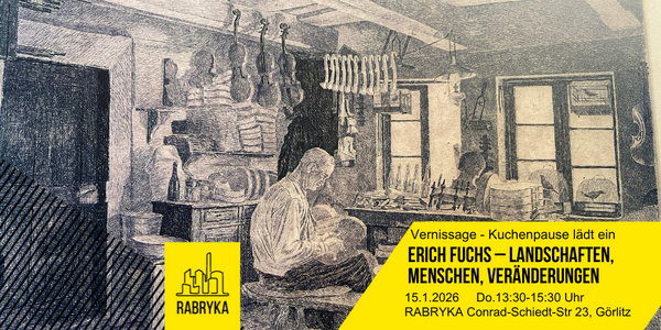 Veranstaltungsbild zu Vernissage der Ausstellung „Erich Fuchs – Landschaften, Menschen, Veränderungen“ / Kuchenpause lädt ein